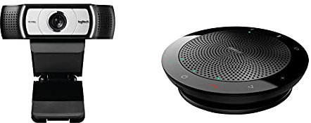 Logitech C930-E Business Webcam, Full HD 1080p/30fps Video Calling & Jabra Speak 510 Speaker Phone - Microsoft Certified Portable Bluetooth Conference Speaker with USB, Black
