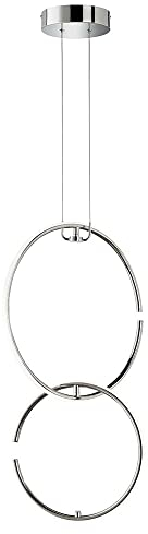 Wofi Pendellampe LED Hängeleuchte Esstischlampe Deckenlampe Wohnzimmer, Ring Design chrom, 17W 1650lm 4000K, LxBxH 45x21x230 cm 6989.02.01.0500