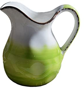 QINGGANGLING999 Milk Frother Cups Handle Milk Jug Ceramic Milk Jug Ice Cracked Big Milk Jug Hand-painted Color Glaze Jug 1200ml Milk Jug Gravy Boat (Color : Green)
