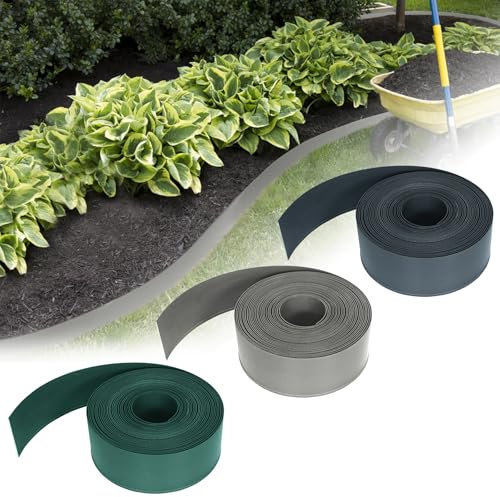 Froadp 20m PP Delimitadores de Bordes para Jardín, Bordes de Cama Flexible de Plástico Empalizadas, Bendable Vallas de Césped para Parterres, Empalizadas Cercado de Bordillos (Gris Claro)