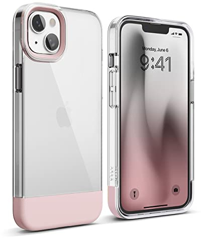 elago Glide Armor Case for iPhone 14 Plus | Drop Protection, Shockproof Protective TPU Cover, Upgraded Shockproof, Mix and Match Parts (Clear/Lovely Pink)