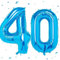 WOIRROIP Luftballon 40. Geburtstag Blau, XXL Riesen Blau Folienballon 40 für Frauen,40 Luftballon 40. Geburtstag,Zahlen 4 und 0 Folienballon für 40 Jahre Geburtstagsdeko Jubiläum Party Dekoration