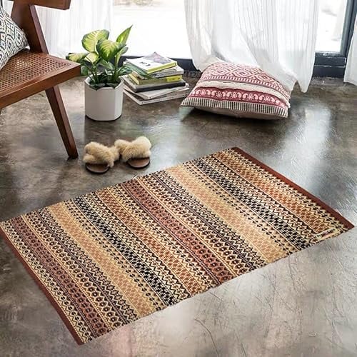 Prati di Casa Tappeto in Cotone Gerbera B 50x90 Tappeto Fantasia Camera Soggiorno Bagno Salotto Ingresso