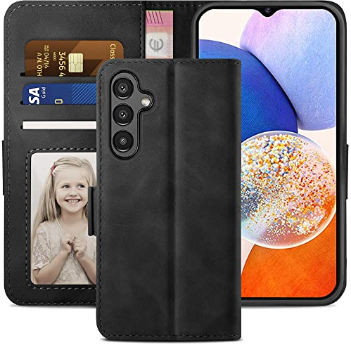 YATWIN Handyhülle Kompatibel mit Samsung Galaxy A14 5G/4G Hülle, Klapphülle Samsung A14 Premium Leder Brieftasche Schutzhülle [Kartenfach] [Magnet] [Stand] Handytasche Case für Samsung A14, Schwarz