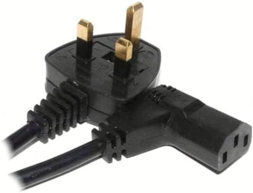 Mr. Gadget's Solutions® 2 Meter 18 AWG 90-Degree C13 Power Cable (IEC320C13R to BS1363) Right Angle Kettle Lead UK Power Cord for PC, Monitors, TV, Scanner etc. (Black)