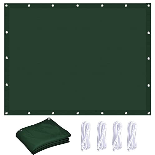 Voile d'ombrage Rectangulaire 5.5 x 6.5 m Polyester Anti-déchirure, Protection UV 98% Voile d'Ombrage Toile d Ombrage avec Le Kit de Fixation pour Jardin Terrasse Camping, Vert Foncé