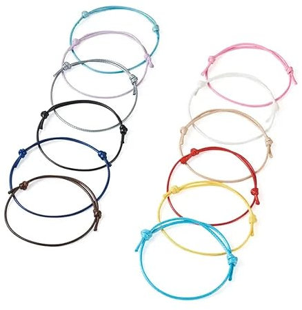 bracelet fil porte bonheur - 1,5 mm d'épaisseur - fil ciré - bracelet réglable enfant homme femme - 17 couleurs de fil possible