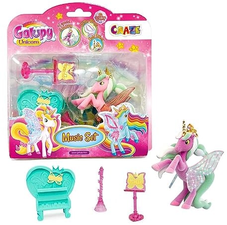 GALUPY Unicorn Music Set - Mini Spielset Einhorn Spielzeug mit Zubehör , Einhorn Figuren zum Sammeln