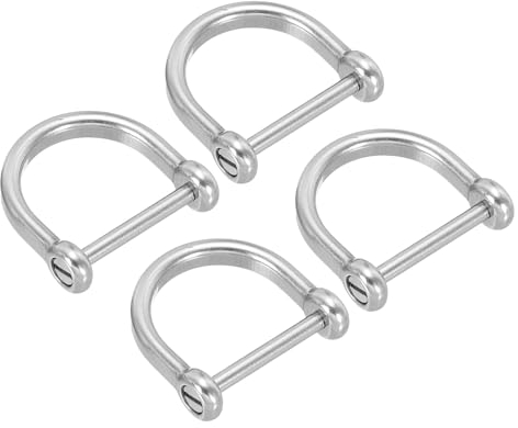 PATIKIL Grillete de Anilla en D, Paquete de 4, Ancho Interior de 5/8 Pulgadas, Acero Inoxidable, Forma de U, Pequeñas Anillas para Manualidades de Cuero, Color Plateado