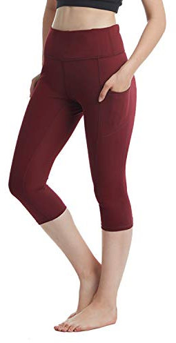 CAMBIVO Capri Leggings Damen 3/4 mit Tasche, Kurze Sport Leggings Damen High Waist, Blcikdicht, Bauchkontrolle, Sport Shorts für Gym, Yoga, Mode, Zu Hause