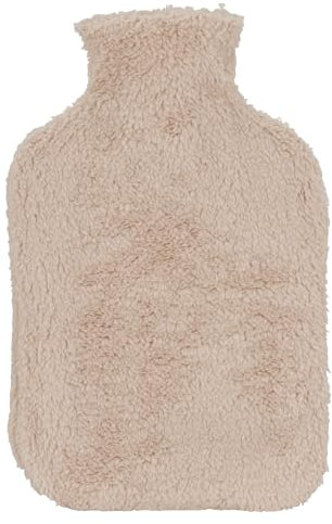 MIJOMA Kuschelige Plüsch-Wärmflasche, 1.75 Liter - Winterabend Begleiter in trendigen Farben, Gemütliche Kuschel-Wärmflasche für Optimale Wärmeleistung (Beige)