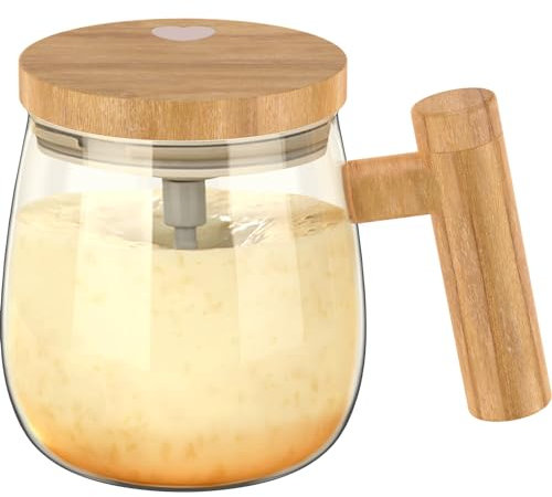 Foribyw 400ml Self Stirring Mug 7000rpm High Speed Electric Mixing Cup,Self Stirring Coffee Mug with Storage Handle, Portable Automatic Glass Mixing Coffee Mug for Home Office Coffee Milk(Golden)