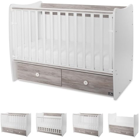 Lorelli Babybett MATRIX NEW Kinderbett 120 x 60 cm, 2 Ebenen, 2 Schubladen dunkelbraun