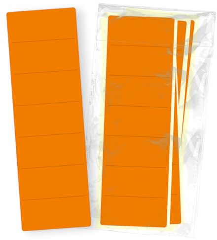 itenga 50x Ordneretiketten BREIT Ordnerrückenschild für BREITE Ordner vollflächig farbig I Ordnerschild selbstklebend aus Haftpapier 6x19cm (orange)
