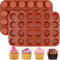 Socluer Lot de 2 mini moules à muffins en silicone pour cupcakes, brownies, gâteaux, puddings