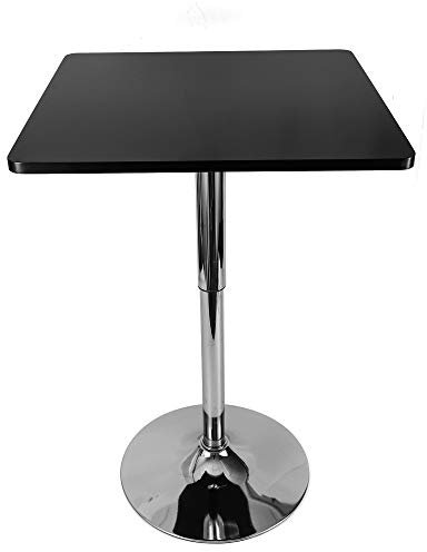 RUETERY Quadratischer Bartisch, Bistrotisch, Stehtisch Holz, Tisch Höhenverstellbar, 70-90cm, MDF und Edelstahl, Esstisch Klein, Bistrotisch Eckig, für Bars, Süßwarengeschäfte, Balkone, 60 x 60cm