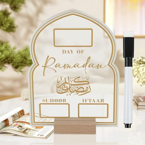 Ulikey Ramadan Kalender, Acryl Countdown Kalender Acryl Ramadan Countdown Kalender, DIY Ramadan Deko für Zuhause, DIY Gebet Ramadan Mubarak Deko Craft Ornament für Zuhause, Islamische Geschenke