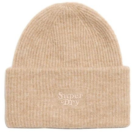 Superdry Damen Weiche Rippstrickmütze Geröstetes Kokosbraun 1SIZE