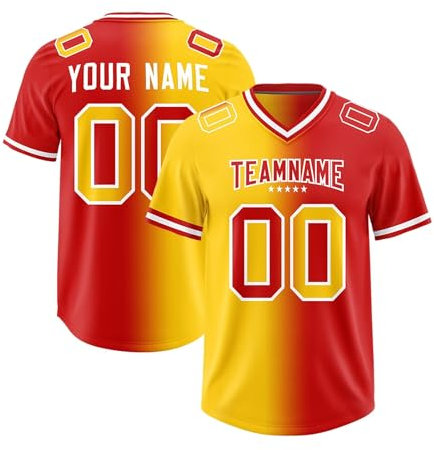 Personalisiertes American Football Trikot,Trikot Für Erwachsene/Kinder Unisex Teamtrikot Individuell Bedruckt Namen Nummer & Logo,Individuelles Fußballtrikot Baseball Shirt(4-Red)