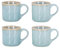 4er Set Steingut Becher 350ml Tasse Grün Kaffeetassen Modern Design Küche Kaffeepott Teetasse