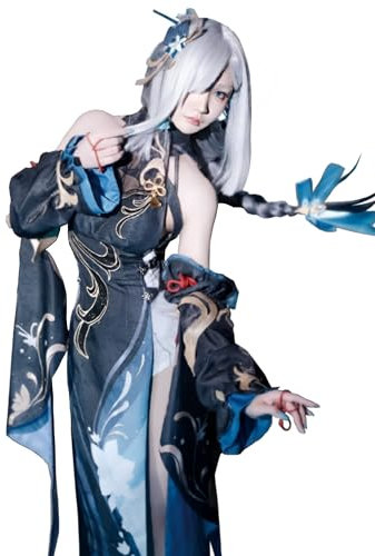 FCCAM Shenhe Cosplay Kostüm Genshin Cosplay Impact Outfit Lantern Rite Cosplay Costume Liyue's Kleid,XL