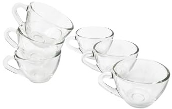 Set 6 Tazzine da Caffè in Vetro Trasparente Forma Bassa 70ml Lavabili