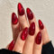 Crystal Red Cat Eye Press On Nails – 24PCS Long Reusable False Nails with Salon Shine, Double-Layer Natural Fit, Durable & Easy to Apply