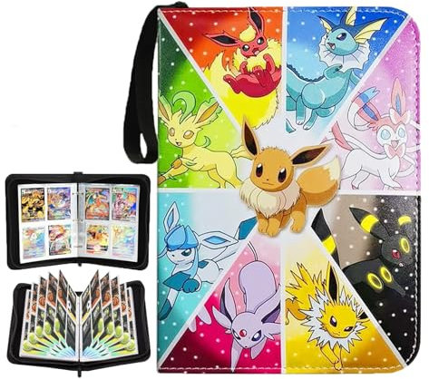 Pokémon - Álbum de colecciones, 50 páginas, capacidad para 400 tarjetas, álbum de cartas coleccionables, álbumes de fotos, portátil, impermeable, regalos para niños (A)