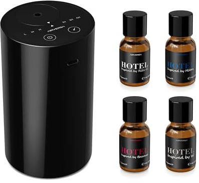 Airversa AN8 Waterless Essential Oil Diffuser Starter Kit, Black