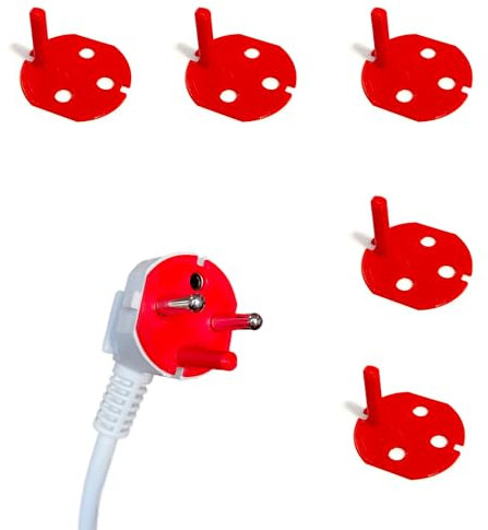 100 Détrompeurs de Prise Rouge Fiche Mâle - Courant 2P+T – Compatible avec Toutes les Prises electriques rouges Standards