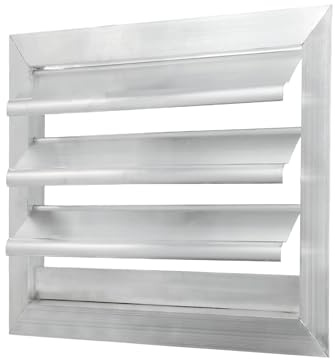 PATIKIL 8x8 Inch Aluminum Vent Cover, Louver Shutter Exhaust Fan Louvered Vent Automatic Gravity Square Grill Self-Closing Vent Cover for Greenhouse Industrial Exhaust HVAC System