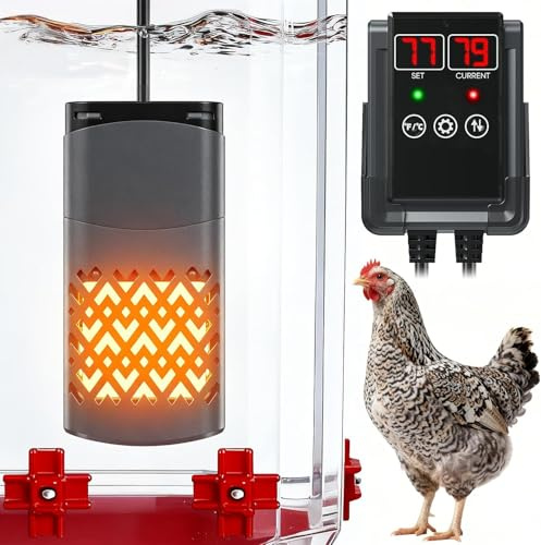 Tränkenwärmer für Hühner mit Thermostat, intelligente Heiztränke mit wasserdichtem Controller und LCD-Display, Außenheizung für Geflügel, Haustiere und Vogelbad