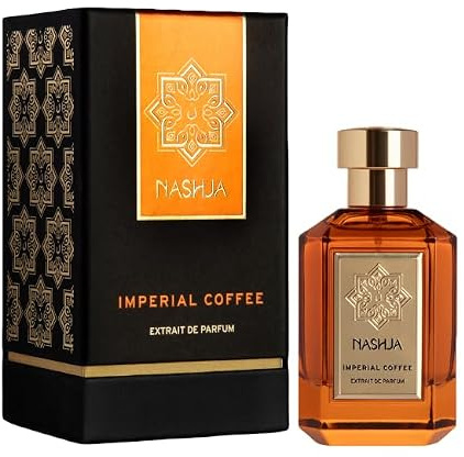NASHJA Imperial Coffee Extrait de Parfum 100 ml - Intensiver und raffinierter Duft, holziger, bernsteinfarbener und blumiger Duft mit Noten von Kaffee, Rose und Vanille
