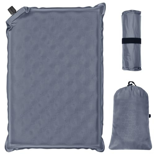 AUYAO Coussins Siège Gonflable, Coussin d’Assise Automatique avec Sac, Coussin de Stade - Étanche Portable et Léger - Anti-Déchirure et Usure, pour Camping la Maison Coussin de Concert（Gris）