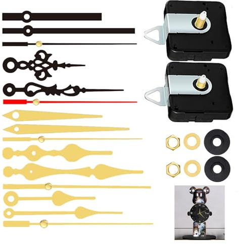 ZESHGON 2 Pcs Clock Mechanism Kit, Silent Clock Movement Mechanism Long and Short Shaft DIY Quartz Wall Clocks Mechanisms Battery Powered, Motor Replacement DIY Repair Parts