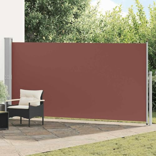 Ausziehbare Seitenmarkise 160x500 cm Braun, UV-beständiger Terrassen-Sonnenschutz für Außenbereiche, wasserabweisendes Sichtschutzgewebe rechteckig, ideal für Garten und Balkon