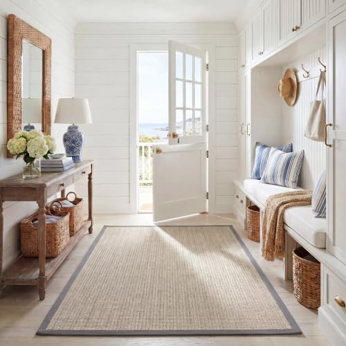 SAFAVIEH Naturfaser Teppich für Wohnzimmer, Esszimmer, Schlafzimmer - Natural Fiber Collection, Kurzer Flor, Graubraun und Grau, 152 X 244 cm