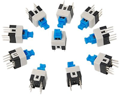uxcell 10 Pcs 7 x 7mm PCB Panel Mount Tact Tactile Push Button Switch Self Lock 6 Pin