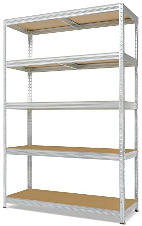 Steinbock Schwerlastregal Typ M verzinkt - 1.000 Tragkraft - HxBxT 180 x 120 x 45 cm - Steckregal mit 5 höhenverstellbaren Böden - 200 kg Fachlast - Made in EU - Metallregal - Fachbodenregal