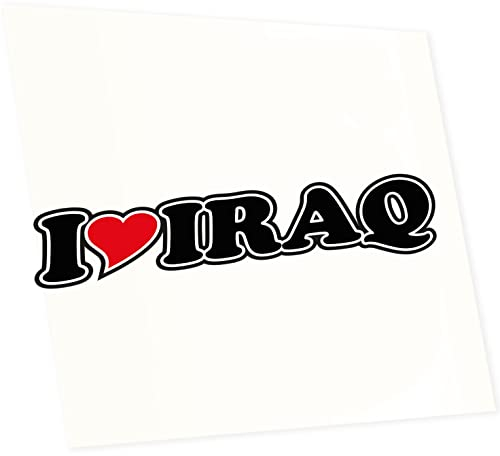 INDIGOS UG Autoaufkleber - Aufkleber - JDM - Die Cut - Sticker fürs Auto mit Herz - 15 cm - I Love Iraq