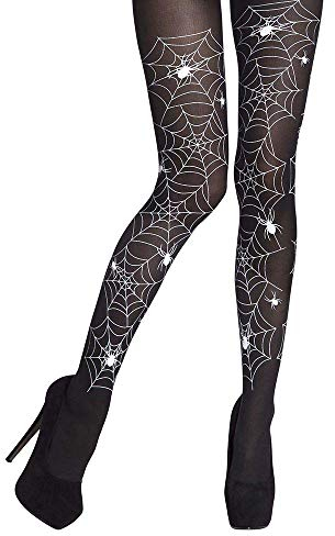 Boland 87860 - Strumpfhose Spinnenweben, Spinnen, Nylon-Strümpfe, Schwarz-Weiß, Kostüm, Karneval, Mottoparty, Halloween