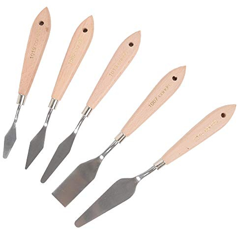CONDA Set di coltelli Spatole Per Pittura Raschietto Per Pittura 5 Pezzi, Coltelli In Metallo Manico In Legno