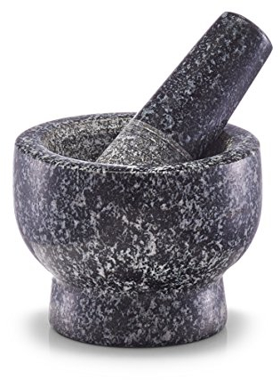 Zeller 24504 - Juego de mortero y pilón, ø9 cm, altura 6,5 cm, color granito antracita