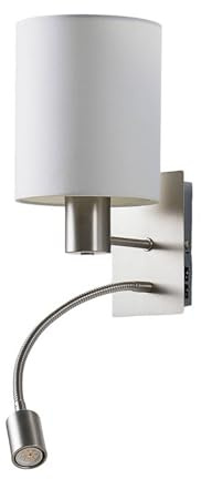Lindby Wandleuchte, Wandlampe Innen Shajan (Modern) in Weiß aus Textil (1 flammig E27) - Wandleuchten Wandstrahler Wandbeleuchtung Schlafzimmer/Wohnzimmer Wohnzimmerleuchte