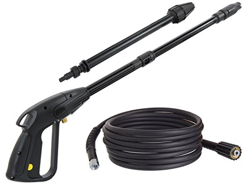 TECHKAR Hobby Sèrie K Pistolet Nettoyeur Haute Pression M22x1,5 Broche 14 mm avec Tuyau Haute Pression - Accessoires Nettoyeur Haute Pression - Longueur du Tuyau 15 m