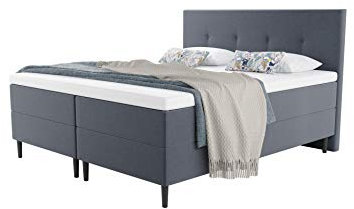 Hoss Boxspringbett Rubby I anthrazit 160x200cm I mit orthopädischen 7-Zonen-Taschenfederkernmatratzen, H2/H3, Härten für alle Schlaftypen I Inklusive Topper aus Premium Komfortschaum