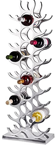 MichaelNoll Weinregal Flaschenregal Flasche Aluminium Silber Luxus - Weinständer, Regal Modern aus Metall - Flaschenhalter/Flaschenständer für Flaschen Sekt, Wein und Champagner - 101 cm XXL