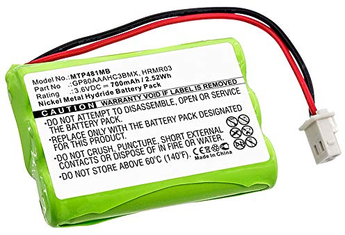 subtel, Batterie pour Babyphone Compatible avec Motorola MBP36, MBP36S, HRMR03, MBP481, MBP482 (3.6V, 700mAh)