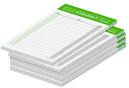 PRICARO Einkaufsliste Typo, magnetisch, grün, A6, 50 Blatt, 5 Stück