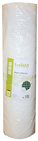 NATUUR NT121617 Schutznetz, quadratisch, 9 x 9 mm, 1 x 25MT, Kunststoff, Weiß